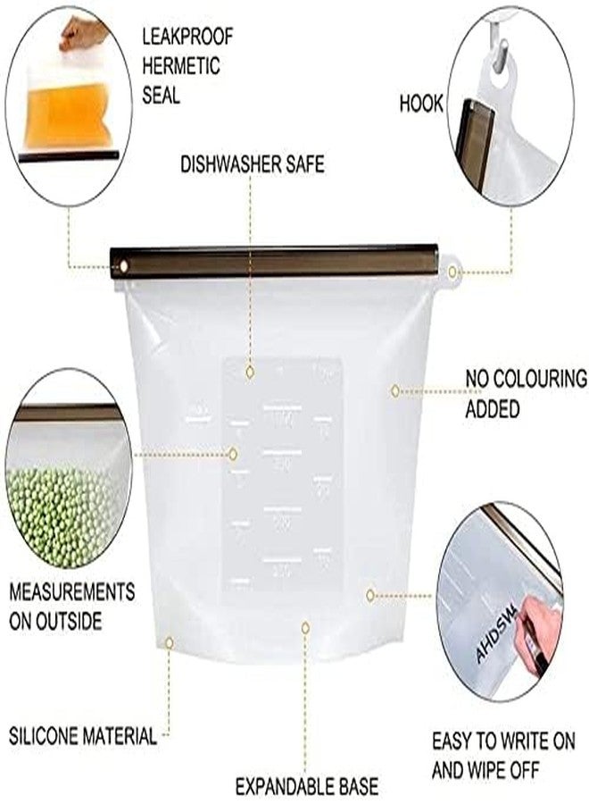 Elcaro 1000 ml Silicone Reusable Leakproof Bpa Free Food Storage Bag For Refrigerator,Air Tight Food Preservation Bag For Fruits Vegetable For Fridge,Meat Storage Bags For Freezer(Multicolour),Seal - Image 5